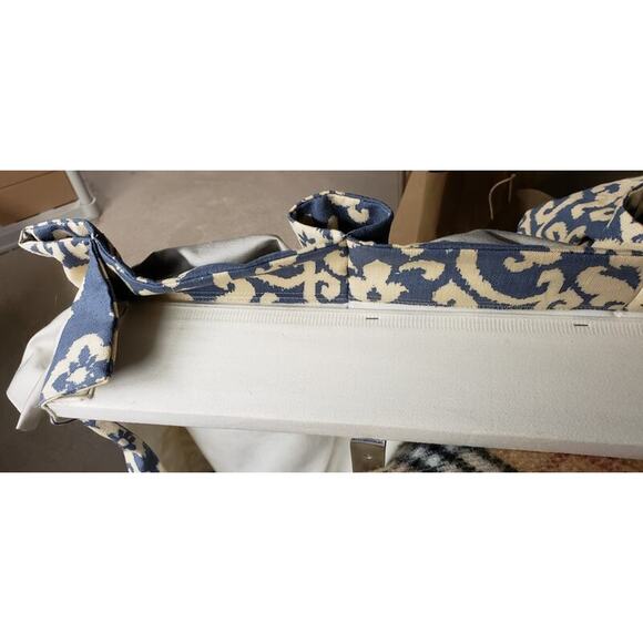 Blue Ikat Custom Made Valances Set of 2 Designer Light Gray Bow Accent 44 x 21 - Picture 4 of 7